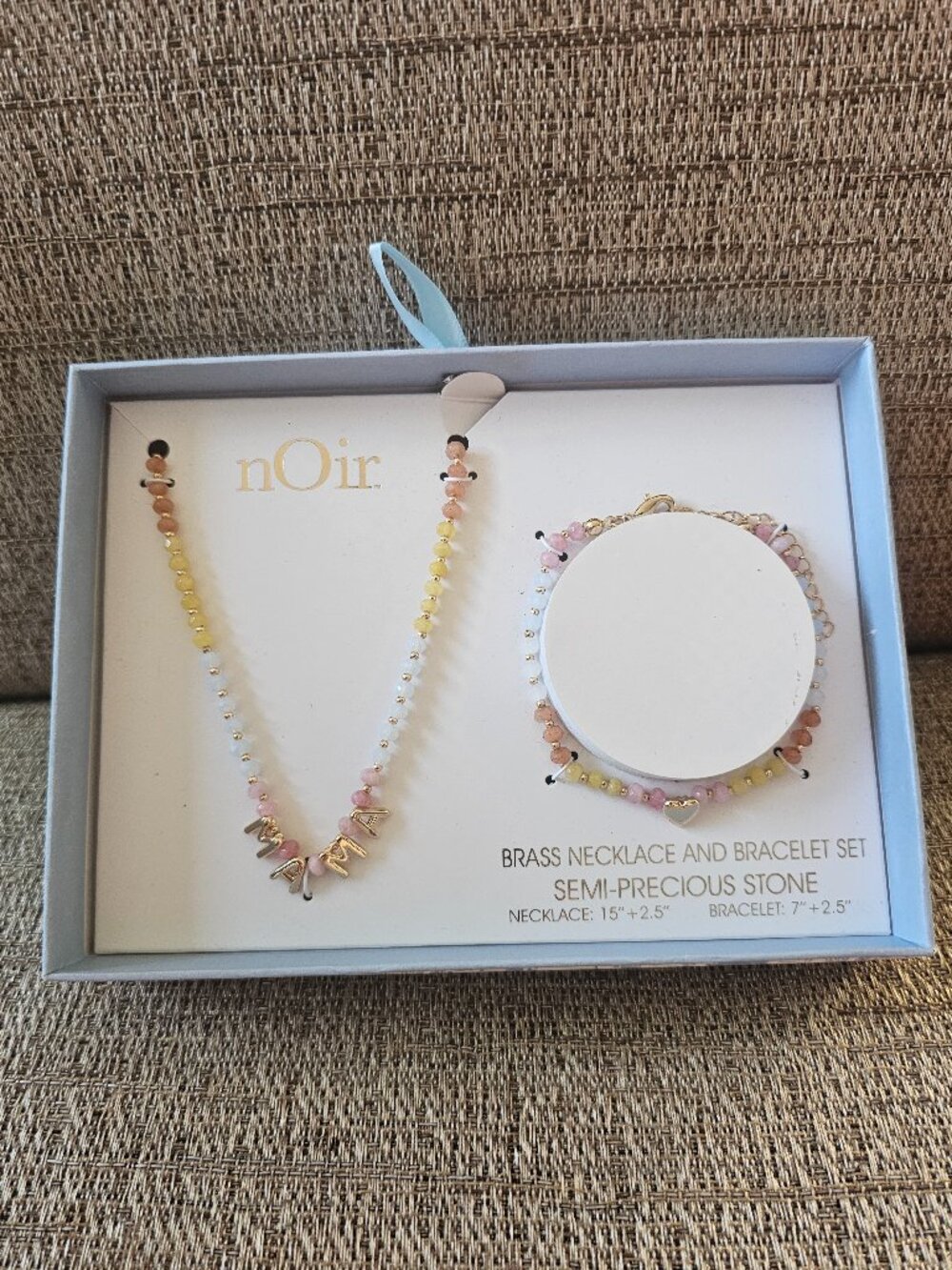 nOir Beaded Mama Necklace  & Bracelet Gift Set–  New in Box